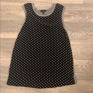 J. Crew Black Polka Dot Silk-Front Tank